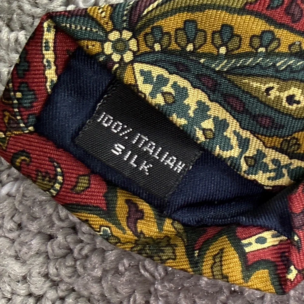 Coach Tie Mens OS Red Paisley Italian Silk Classic Professional